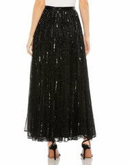 Skirts | Women Mac Duggal Long Sequin Embellished Chiffon Evening Skirt - FINAL SALE Black