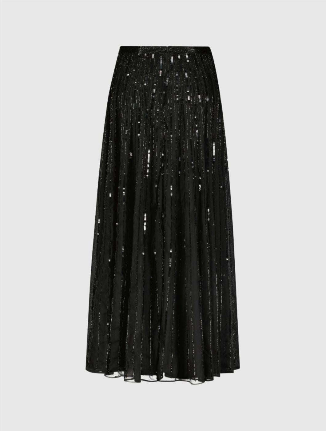 Skirts | Women Mac Duggal Long Sequin Embellished Chiffon Evening Skirt - FINAL SALE Black
