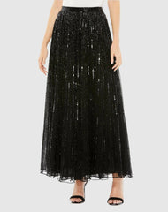 Skirts | Women Mac Duggal Long Sequin Embellished Chiffon Evening Skirt - FINAL SALE Black