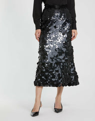 Skirts | Women Mac Duggal Paillette Sequin Midi Skirt Black