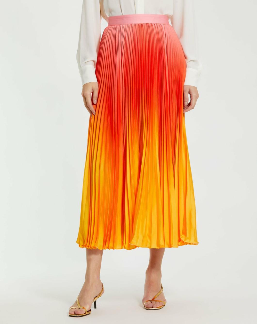 Skirts | Women Mac Duggal Pleated Charmeuse Ombre Maxi Skirt - FINAL SALE Sunset Ombre