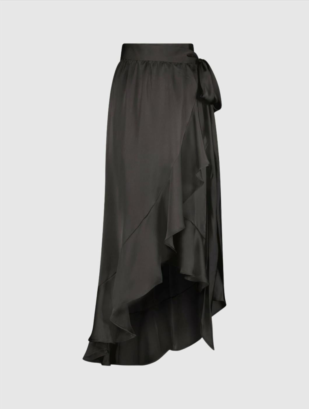 Skirts | Women Mac Duggal Satin Hi-Low Evening Wrap Skirt - FINAL SALE Black