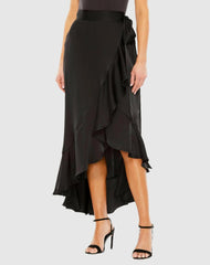 Skirts | Women Mac Duggal Satin Hi-Low Evening Wrap Skirt - FINAL SALE Black