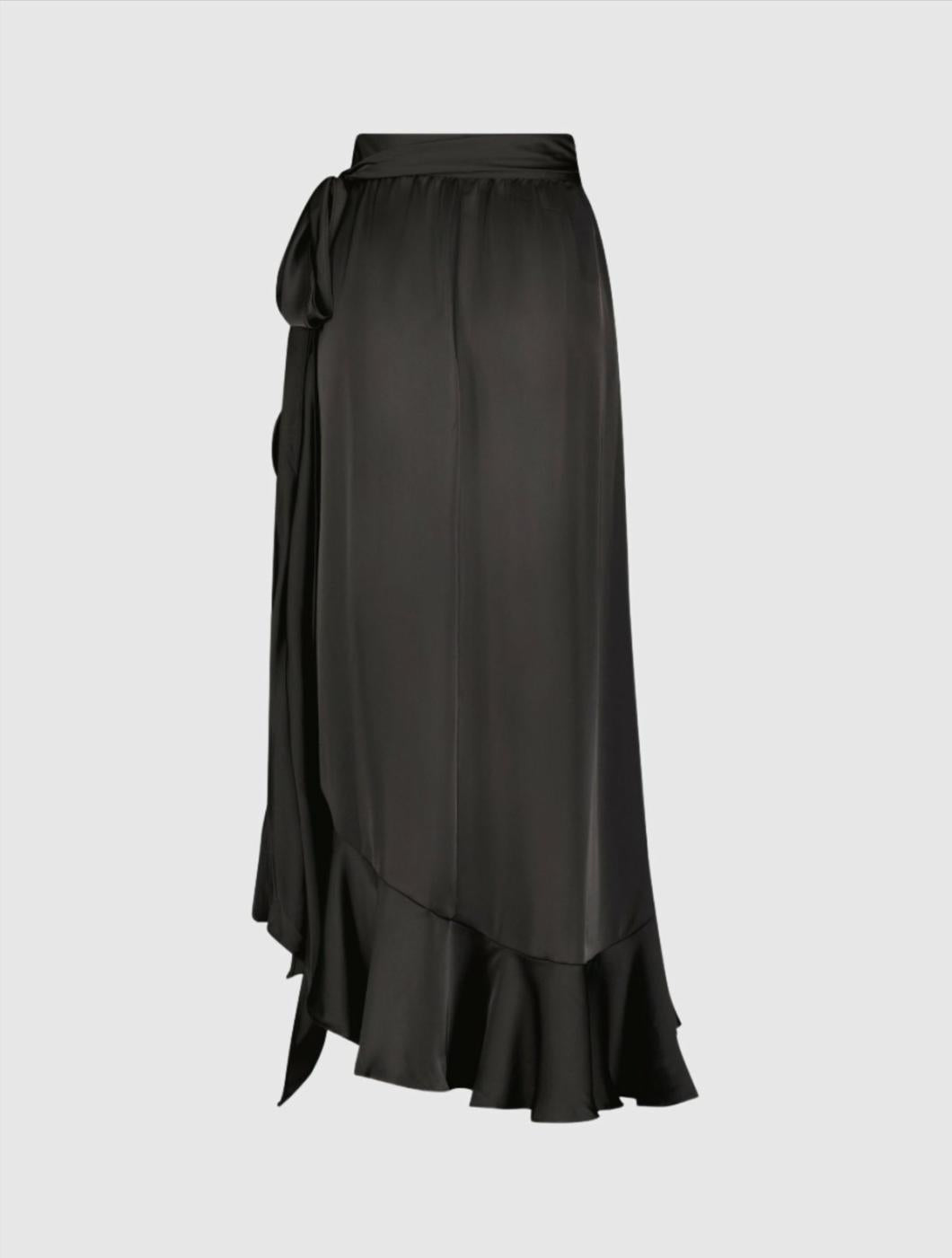 Skirts | Women Mac Duggal Satin Hi-Low Evening Wrap Skirt - FINAL SALE Black