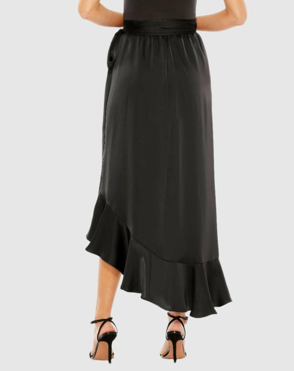 Skirts | Women Mac Duggal Satin Hi-Low Evening Wrap Skirt - FINAL SALE Black