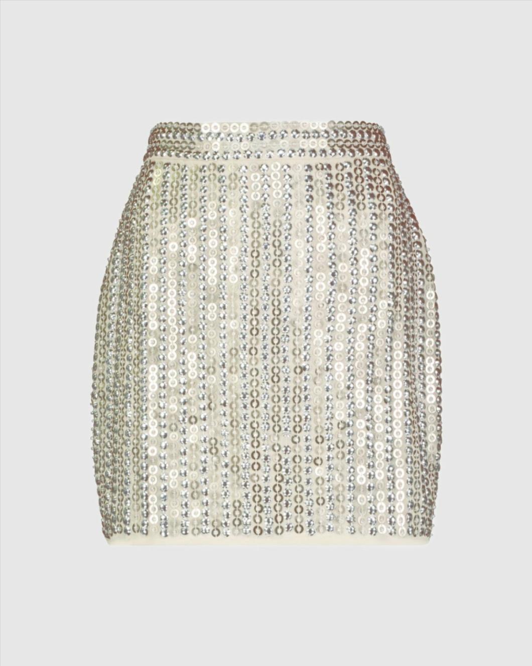 Skirts | Women Mac Duggal Sequin Embellished Mini Skirt - FINAL SALE Silver