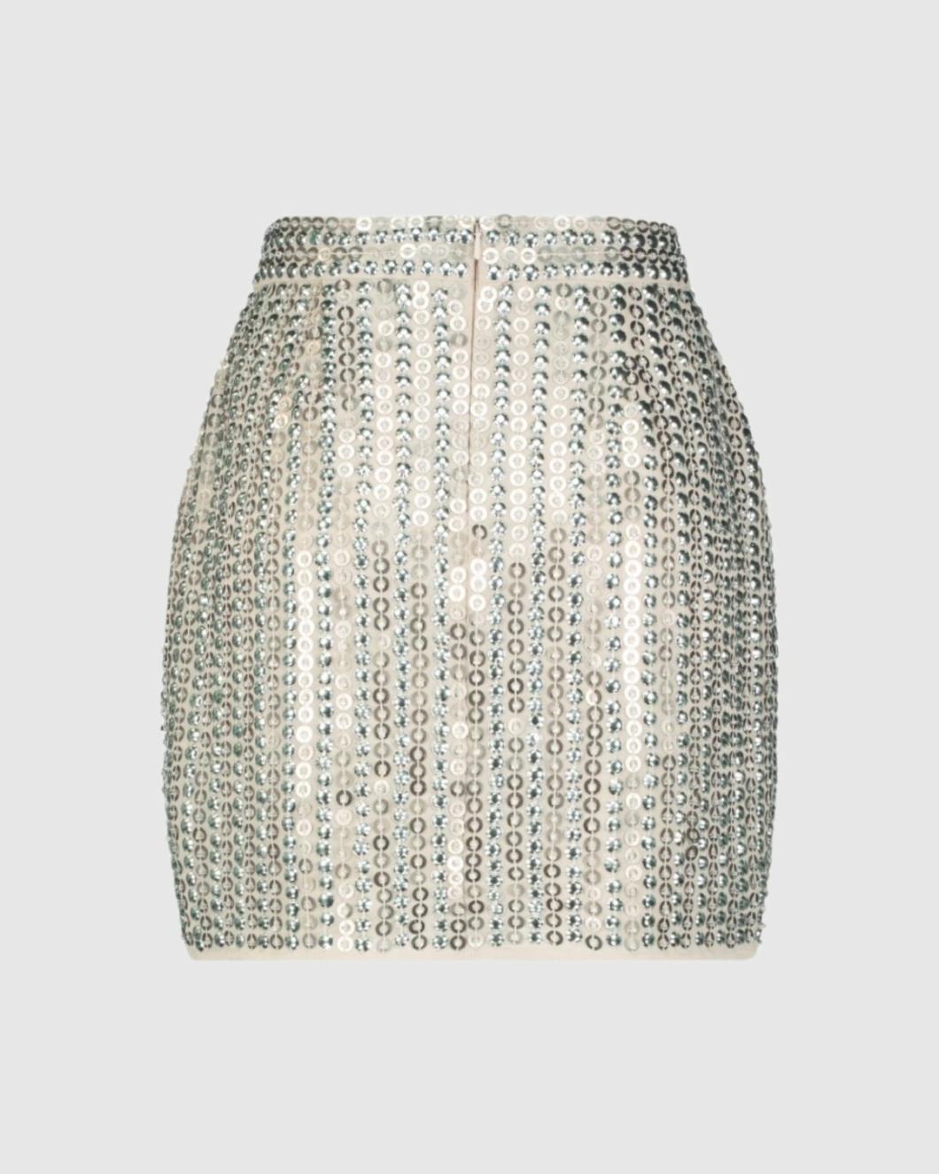 Skirts | Women Mac Duggal Sequin Embellished Mini Skirt - FINAL SALE Silver