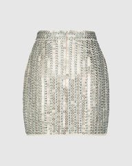 Skirts | Women Mac Duggal Sequin Embellished Mini Skirt - FINAL SALE Silver