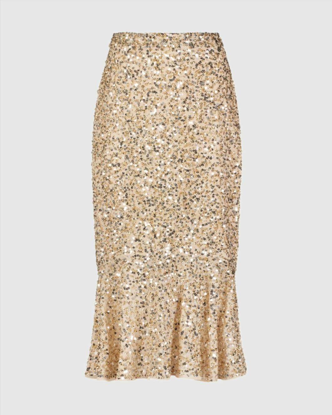 Skirts | Women Mac Duggal Sequin Midi Mermaid Skirt Nude Gold
