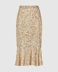 Skirts | Women Mac Duggal Sequin Midi Mermaid Skirt Nude Gold