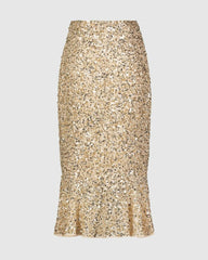 Skirts | Women Mac Duggal Sequin Midi Mermaid Skirt Nude Gold