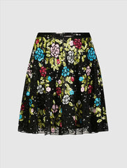 Skirts | Women Mac Duggal Sequined Floral Flowy A-line Mini Skirt Black Multi