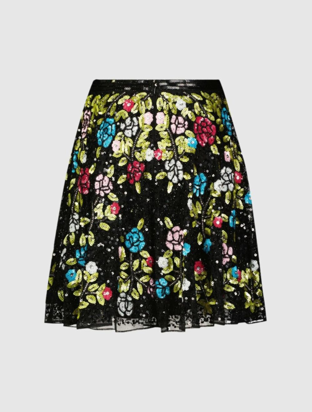 Skirts | Women Mac Duggal Sequined Floral Flowy A-line Mini Skirt Black Multi