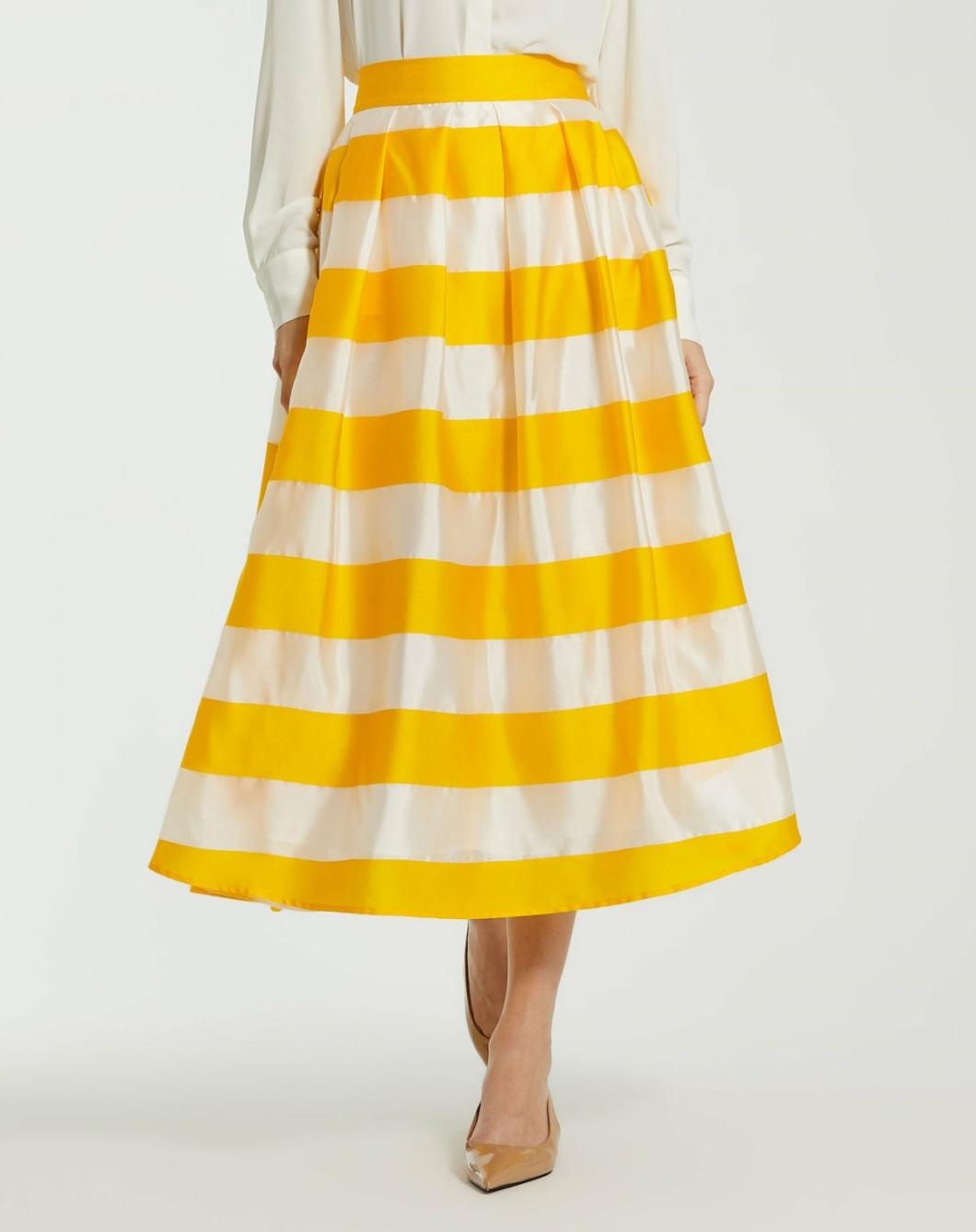 Skirts | Women Mac Duggal Striped Organza High Waisted Midi Skirt - FINAL SALE Sunshine