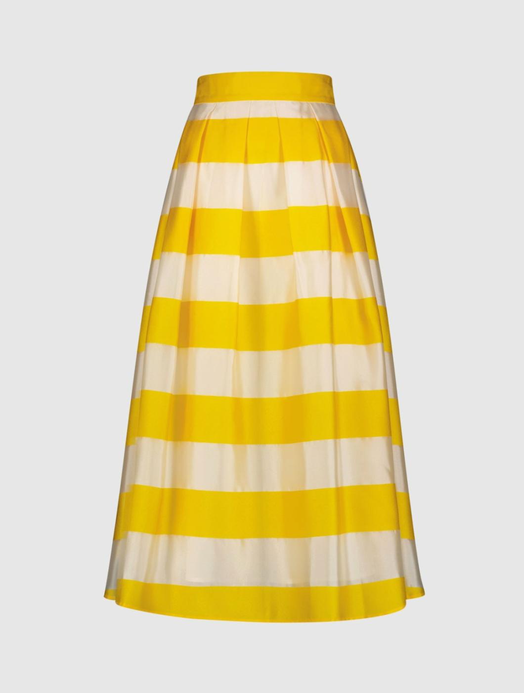 Skirts | Women Mac Duggal Striped Organza High Waisted Midi Skirt - FINAL SALE Sunshine
