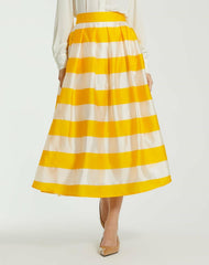 Skirts | Women Mac Duggal Striped Organza High Waisted Midi Skirt - FINAL SALE Sunshine