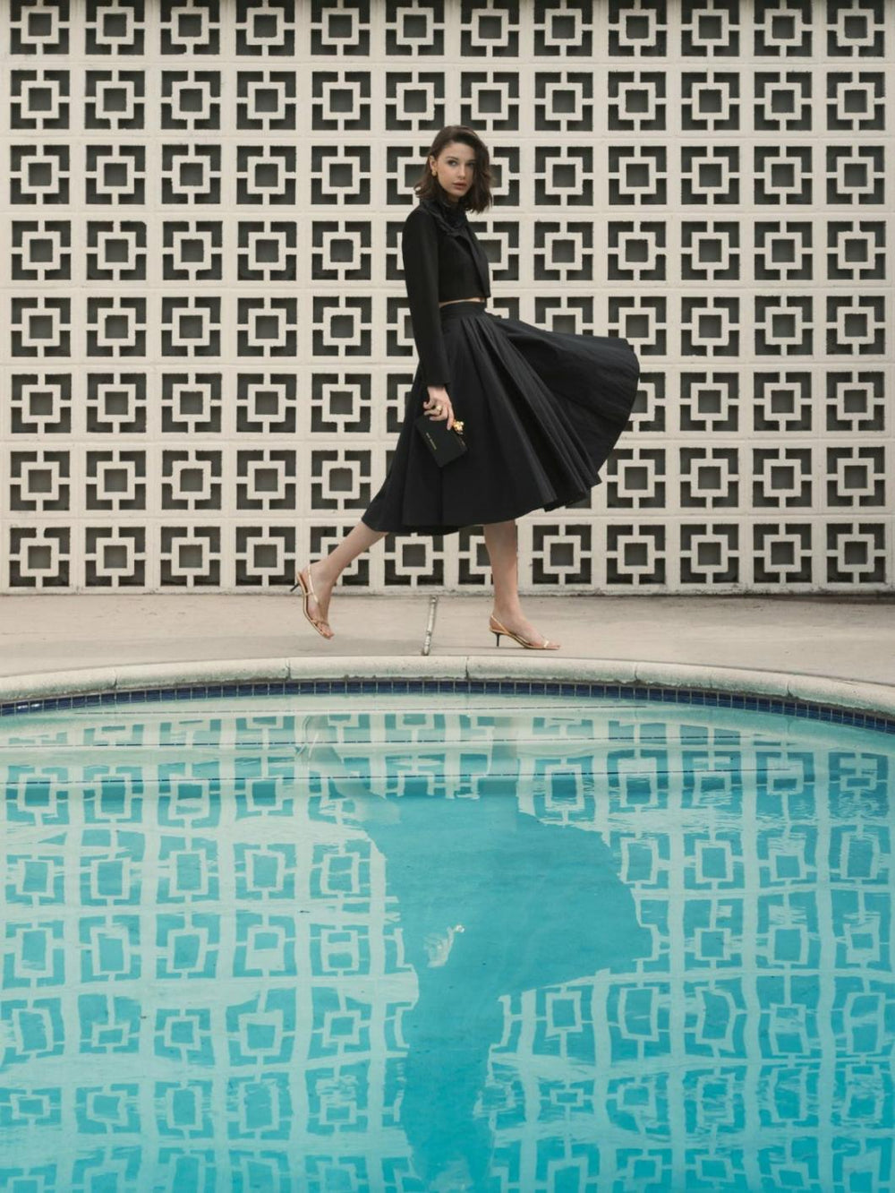 Skirts | Women Mac Duggal The Bubbly Faille High Waisted Midi Full Circle Skirt Black