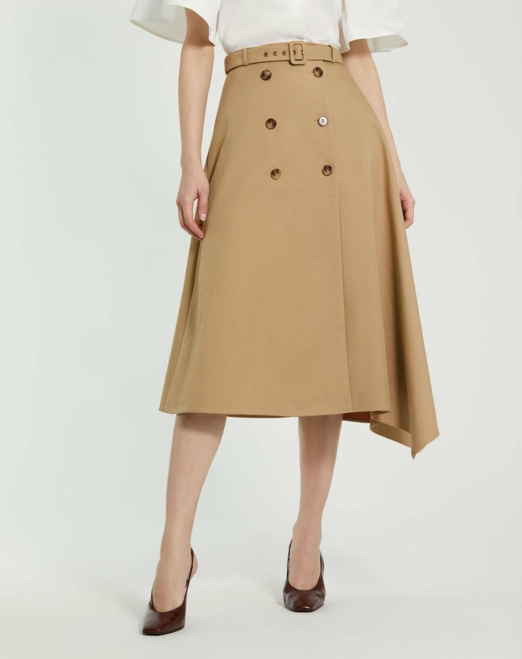 Skirts | Women Mac Duggal Twill Midi Skirt With Buttons Taupe