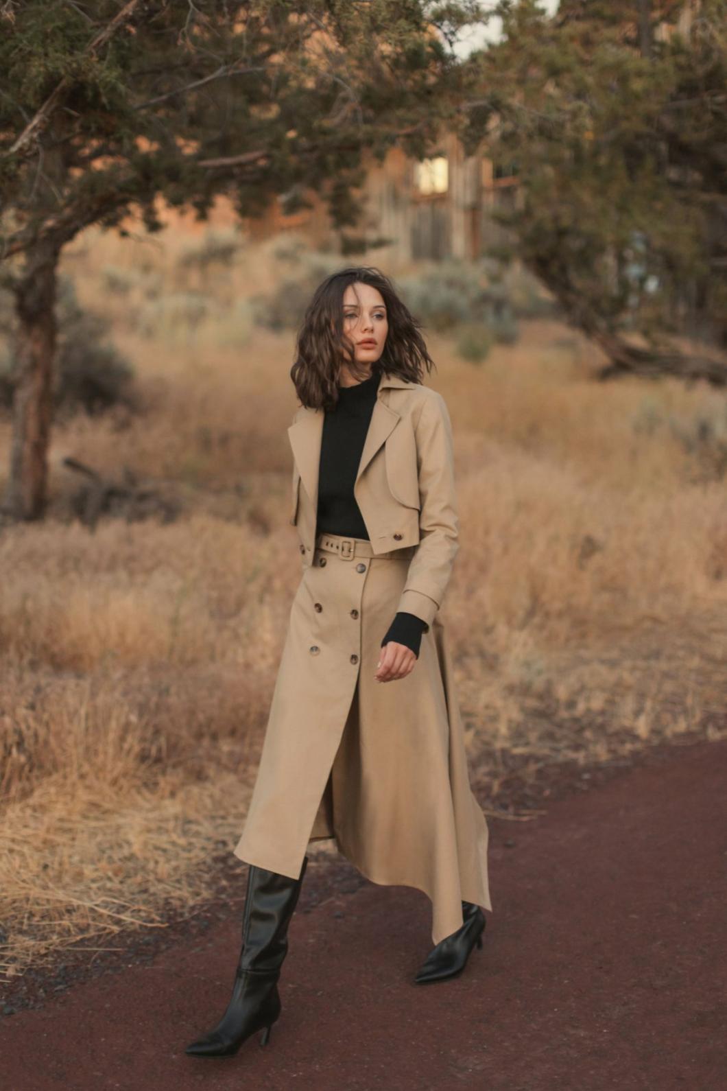 Skirts | Women Mac Duggal Twill Midi Skirt With Buttons Taupe