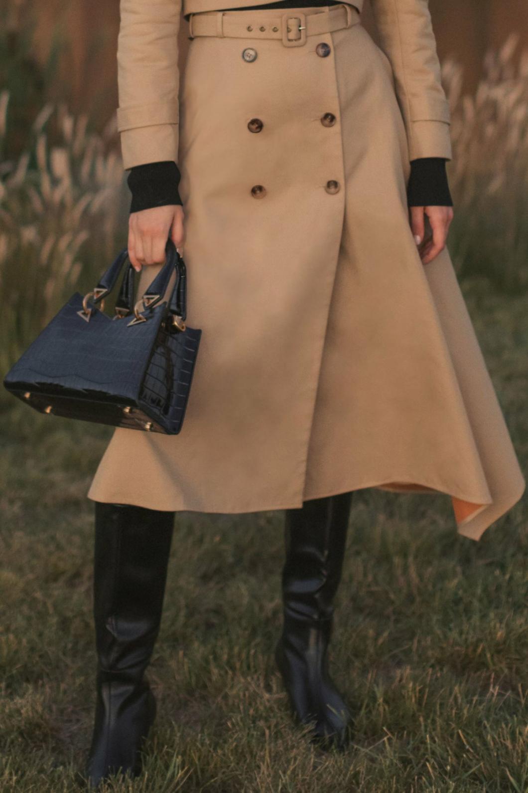 Skirts | Women Mac Duggal Twill Midi Skirt With Buttons Taupe