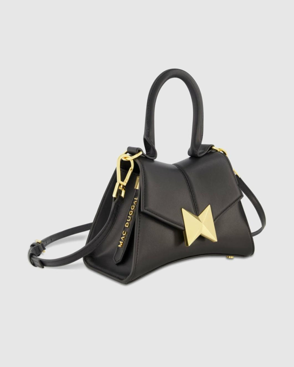 Top Handle Bags | Women Mac Duggal Angular Mini Leather Handbag With Gold Hardware Black