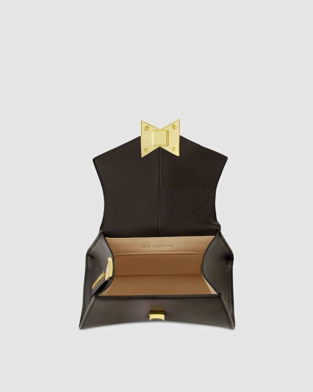 Top Handle Bags | Women Mac Duggal Angular Mini Leather Handbag With Gold Hardware Black