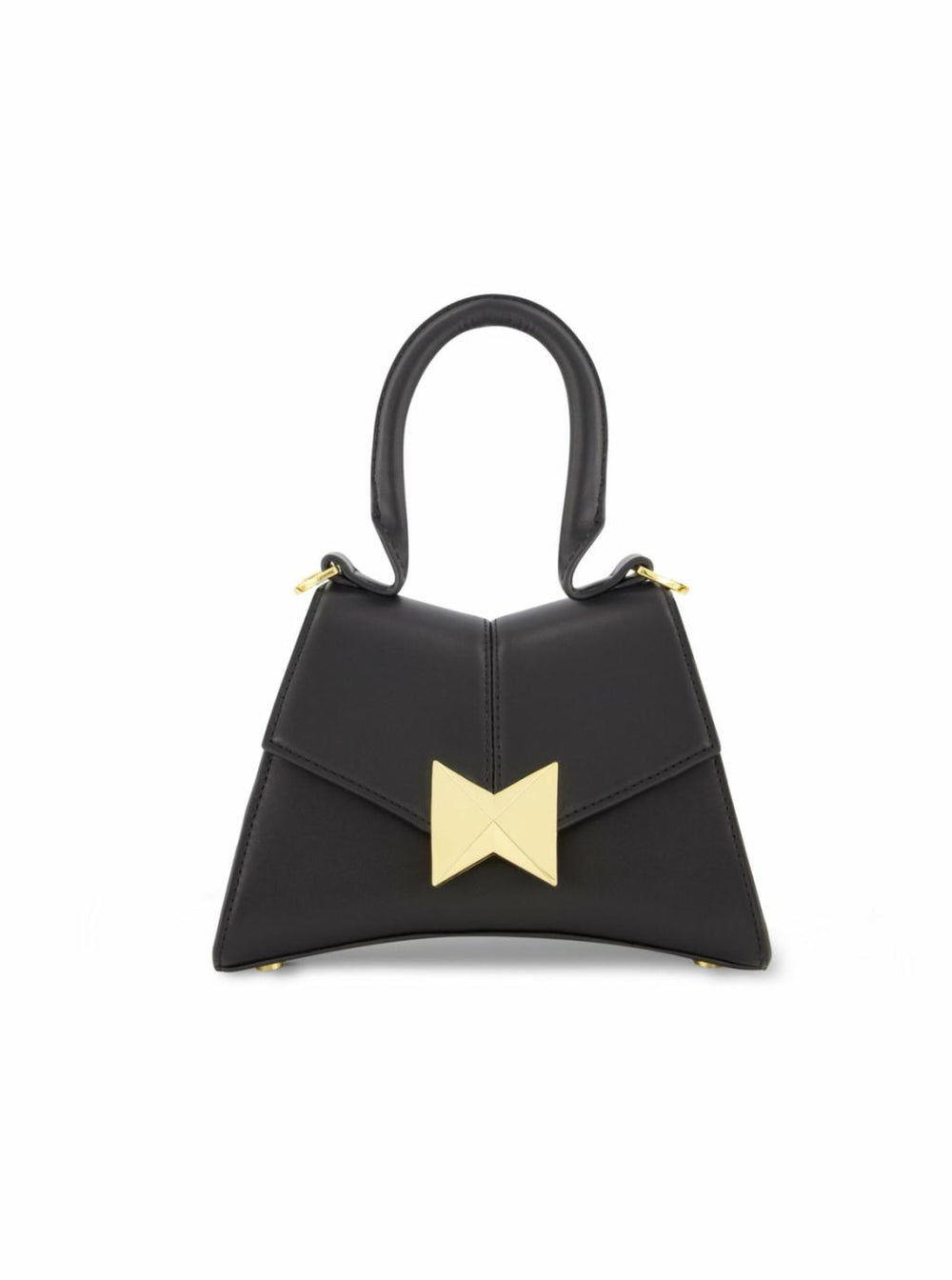Top Handle Bags | Women Mac Duggal Angular Mini Leather Handbag With Gold Hardware Black