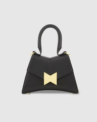Top Handle Bags | Women Mac Duggal Angular Mini Leather Handbag With Gold Hardware Black