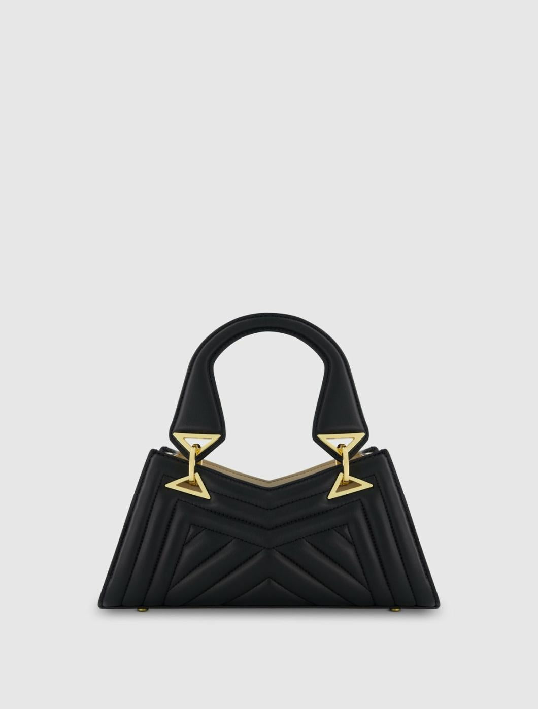 Top Handle Bags | Women Mac Duggal Angular Quilted Napa Leather Handbag Black