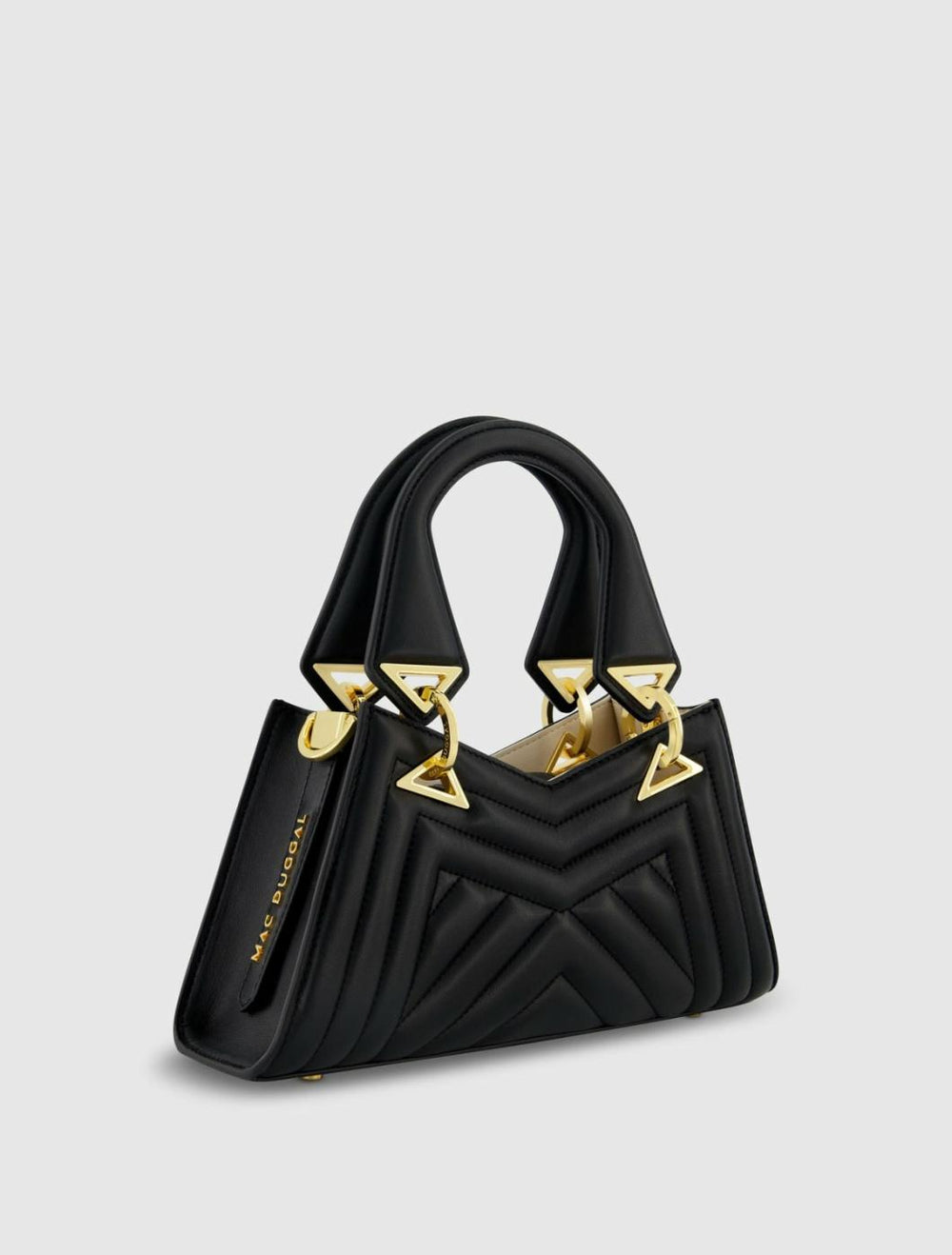 Top Handle Bags | Women Mac Duggal Angular Quilted Napa Leather Handbag Black