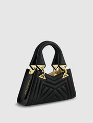 Top Handle Bags | Women Mac Duggal Angular Quilted Napa Leather Handbag Black