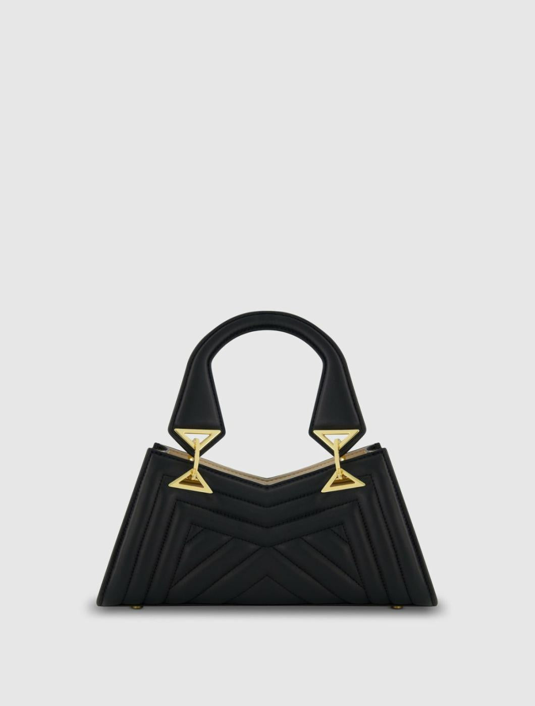 Top Handle Bags | Women Mac Duggal Angular Quilted Napa Leather Handbag Black