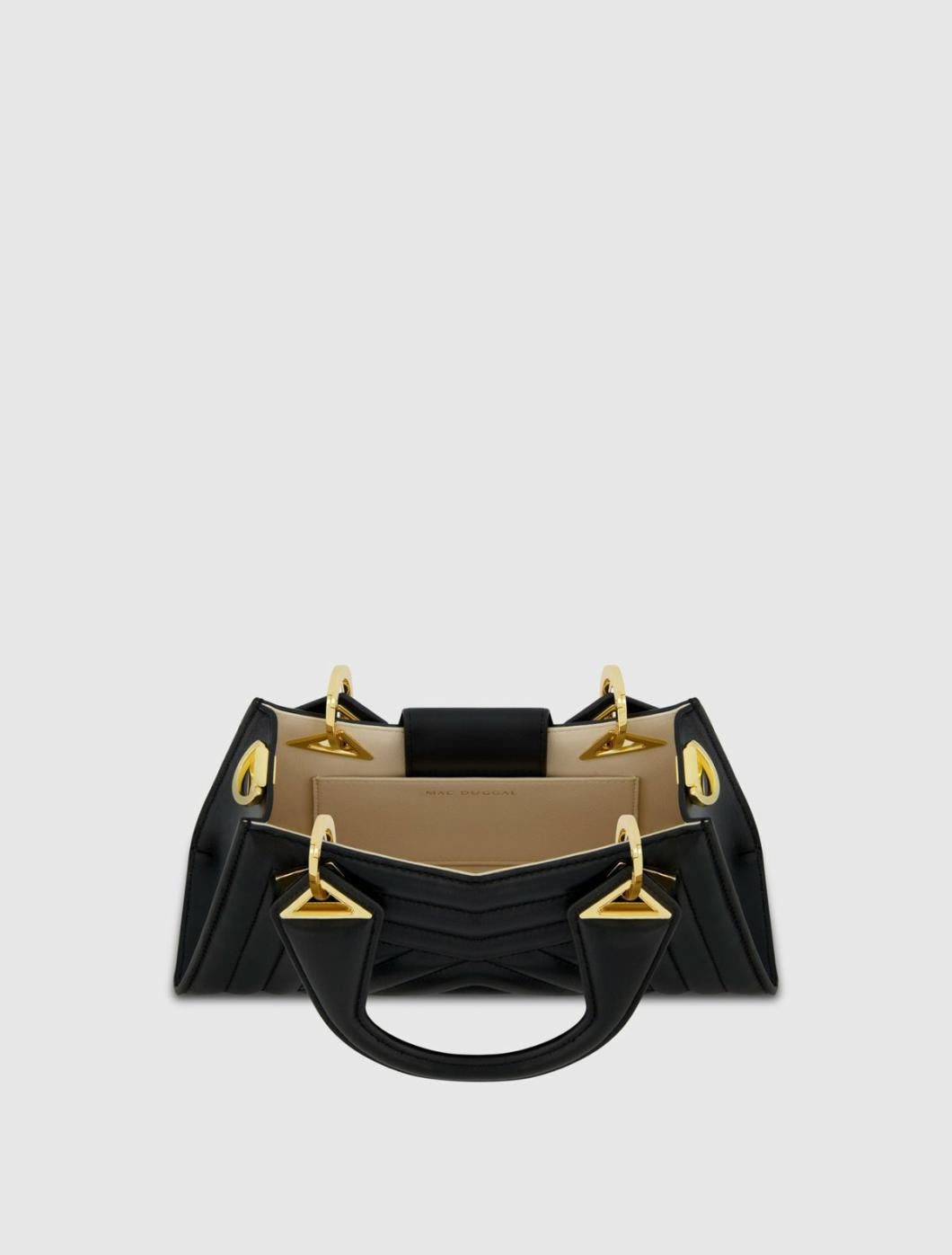 Top Handle Bags | Women Mac Duggal Angular Quilted Napa Leather Handbag Black