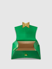 Top Handle Bags | Women Mac Duggal Angular Small Green Leather Handbag With Gold Hardware Spring Green