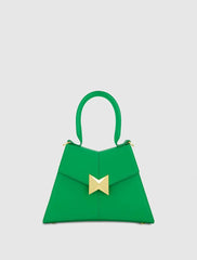 Top Handle Bags | Women Mac Duggal Angular Small Green Leather Handbag With Gold Hardware Spring Green