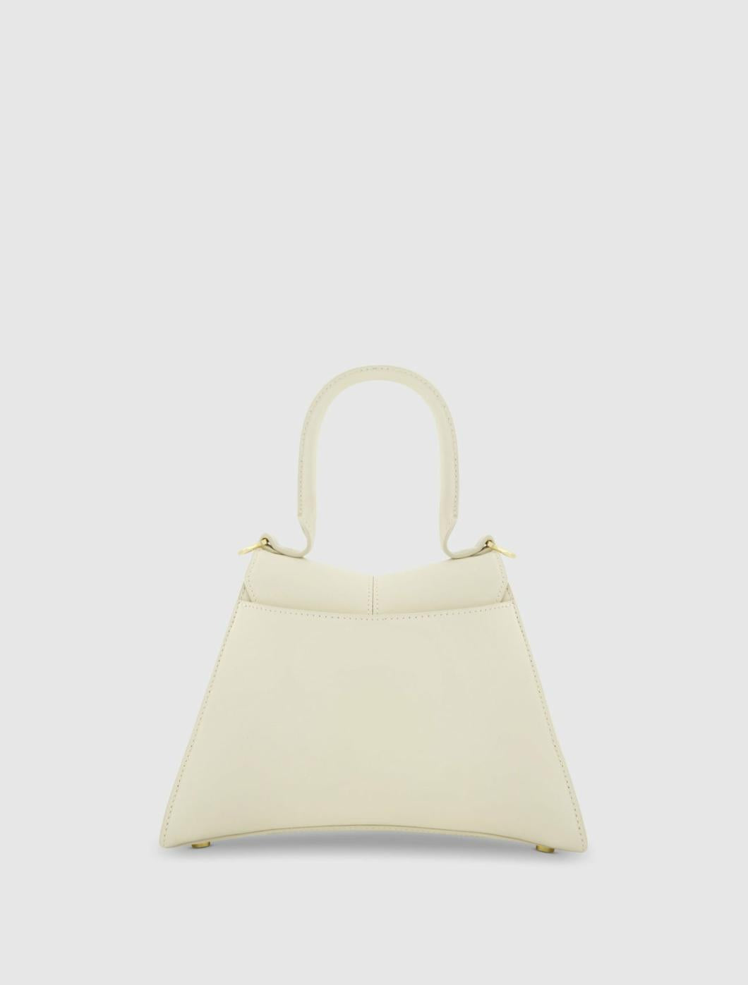 Top Handle Bags | Women Mac Duggal Angular Small Leather Handbag With Gold Hardware Ecru