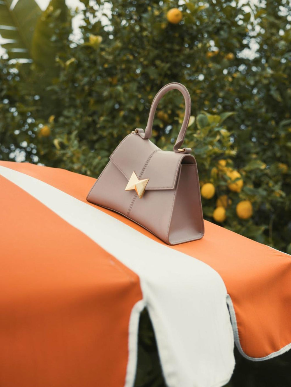 Top Handle Bags | Women Mac Duggal Angular Small Taupe Leather Handbag With Gold Hardware Taupe