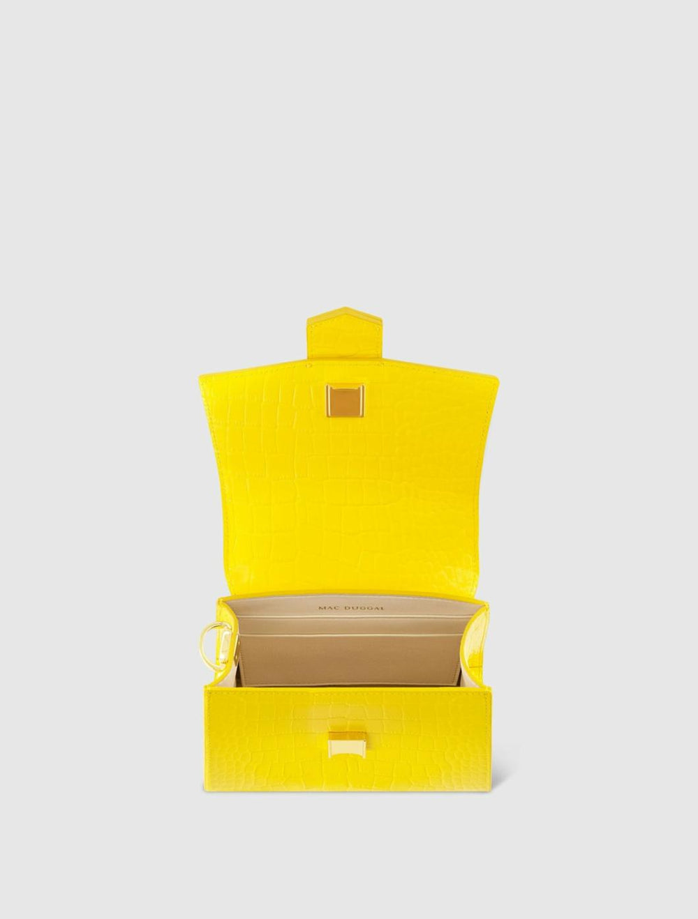 Top Handle Bags | Women Mac Duggal Buckled Mini Croco Sunshine Leather Handbag With Detachable Strap Sunshine