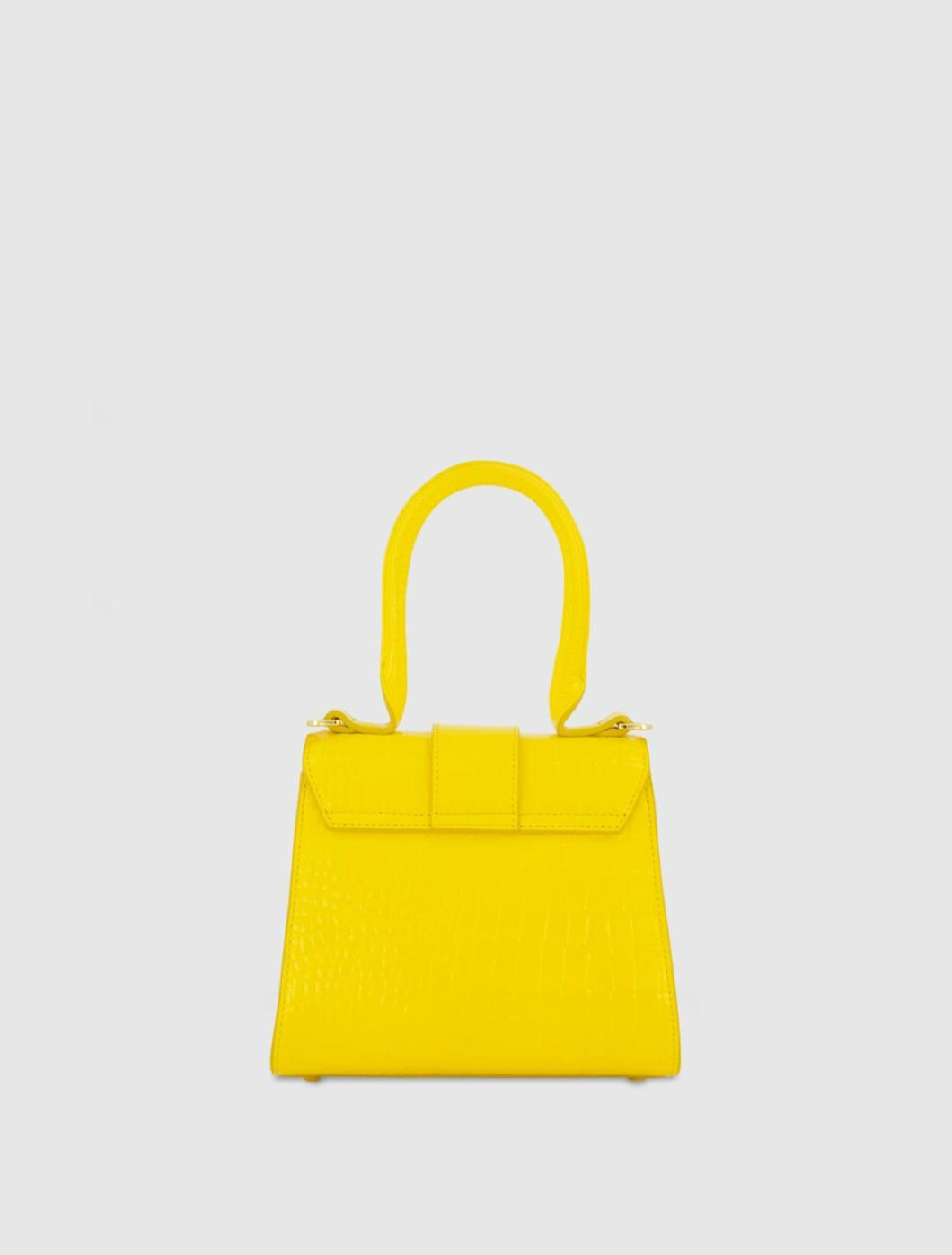 Top Handle Bags | Women Mac Duggal Buckled Mini Croco Sunshine Leather Handbag With Detachable Strap Sunshine