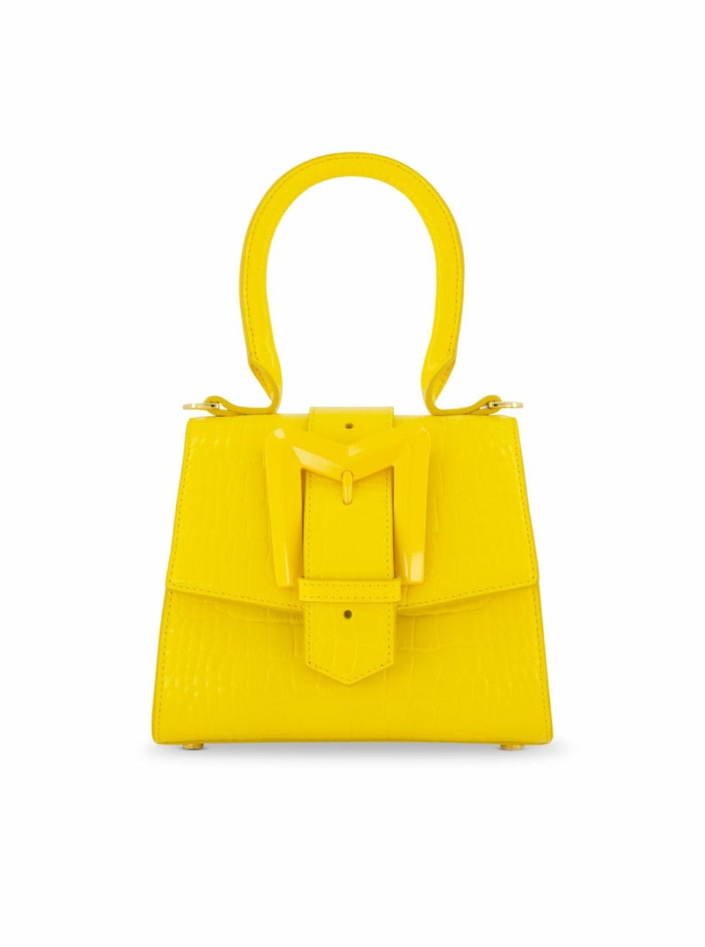 Top Handle Bags | Women Mac Duggal Buckled Mini Croco Sunshine Leather Handbag With Detachable Strap Sunshine