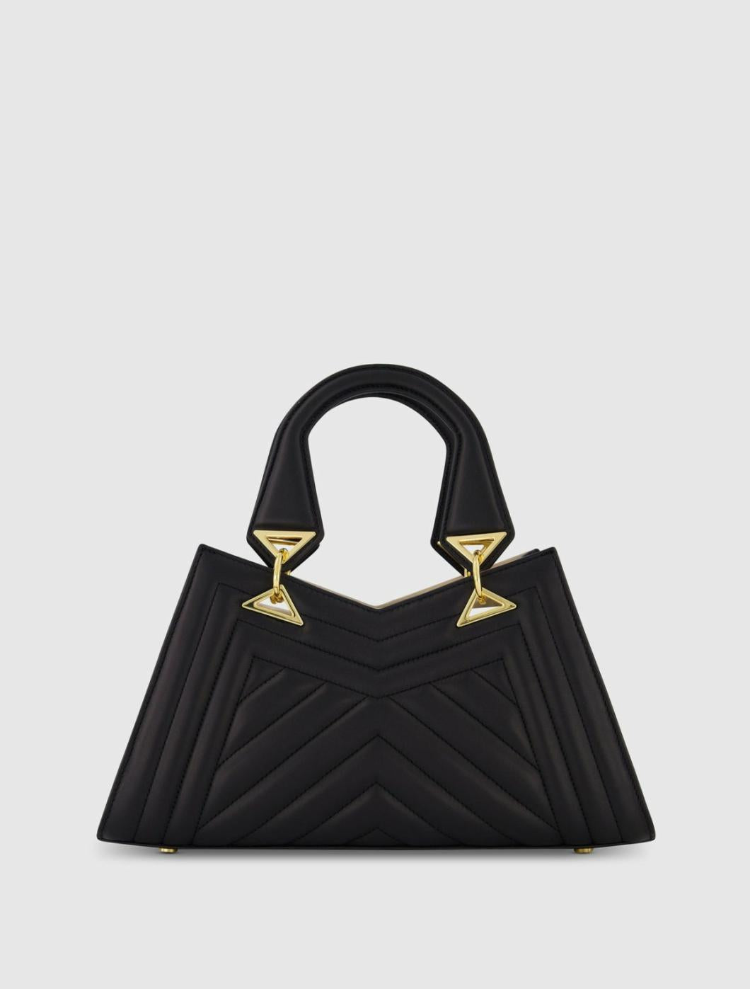 Top Handle Bags | Women Mac Duggal Quilted Napa Leather Angular Handbag Black