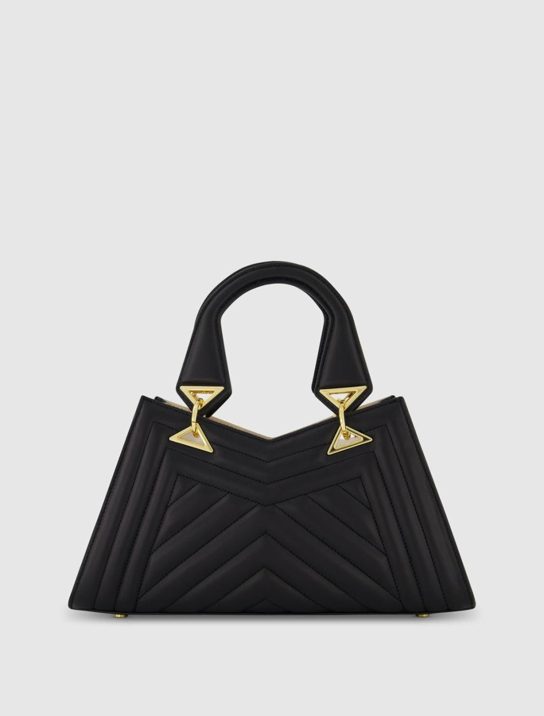 Top Handle Bags | Women Mac Duggal Quilted Napa Leather Angular Handbag Black