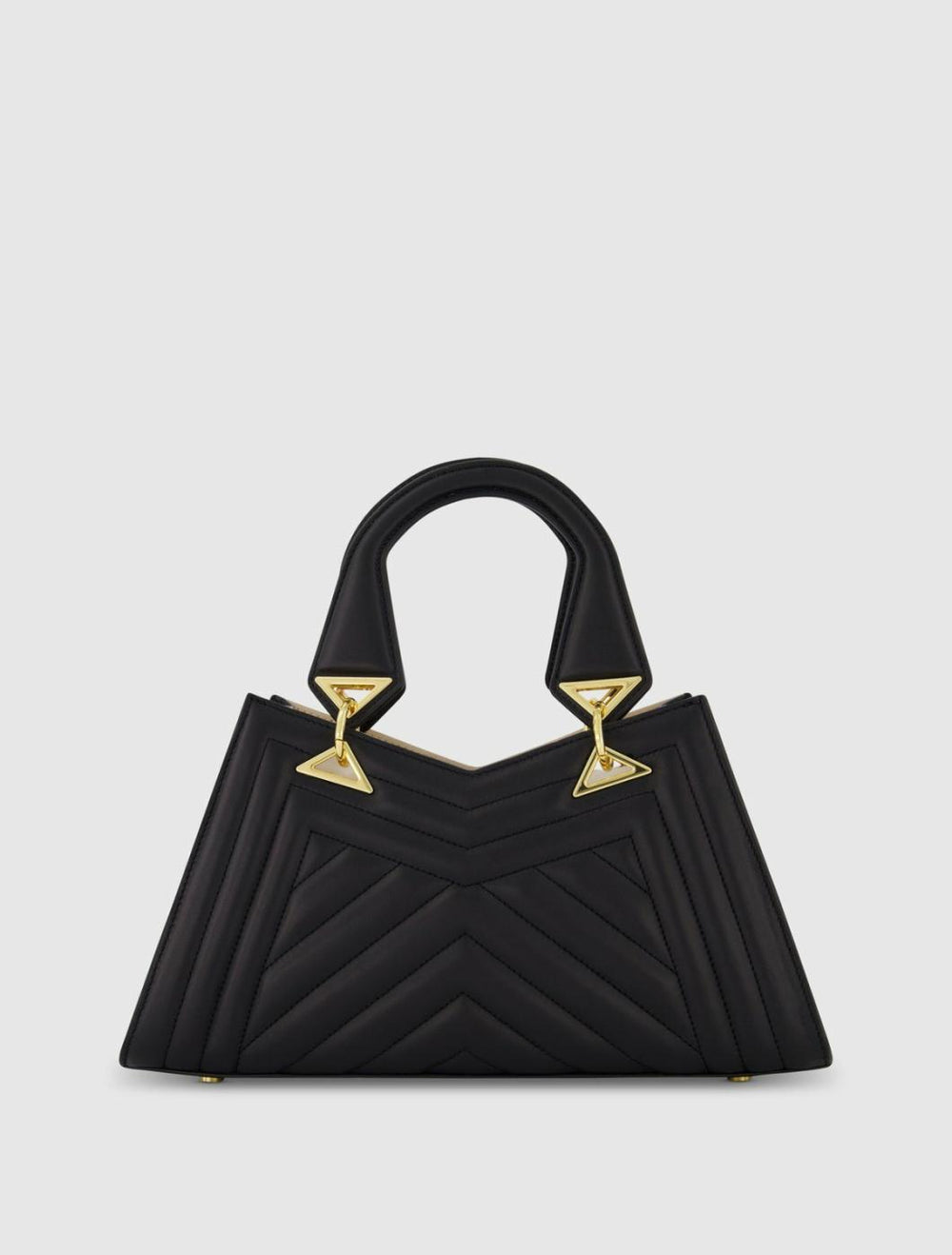 Top Handle Bags | Women Mac Duggal Quilted Napa Leather Angular Handbag Black