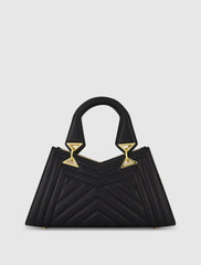 Top Handle Bags | Women Mac Duggal Quilted Napa Leather Angular Handbag Black