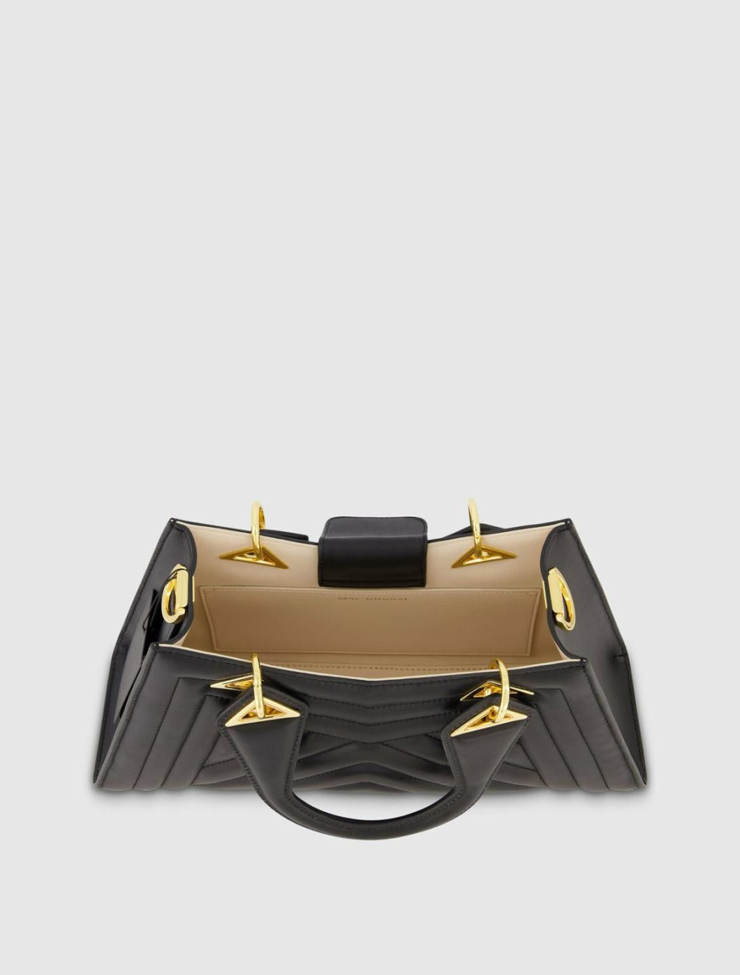 Top Handle Bags | Women Mac Duggal Quilted Napa Leather Angular Handbag Black