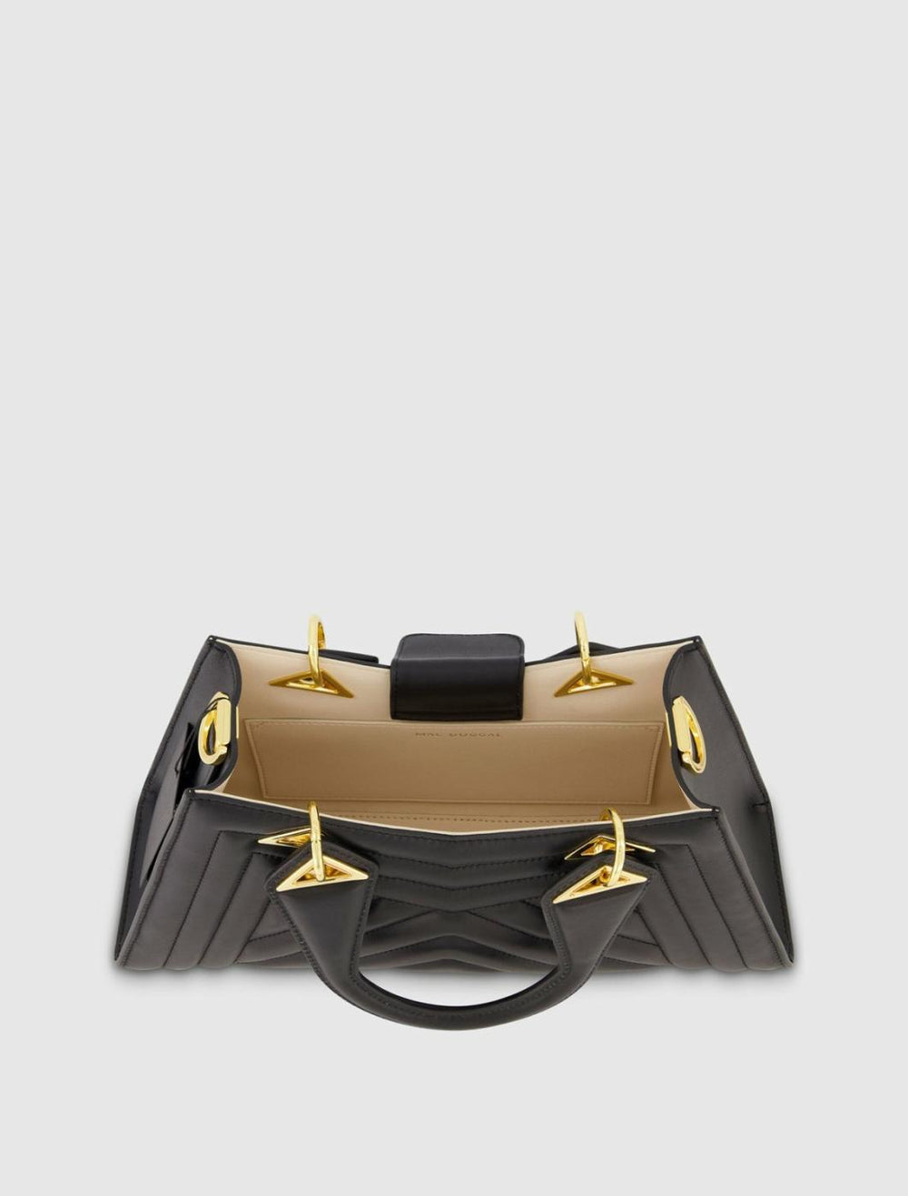 Top Handle Bags | Women Mac Duggal Quilted Napa Leather Angular Handbag Black