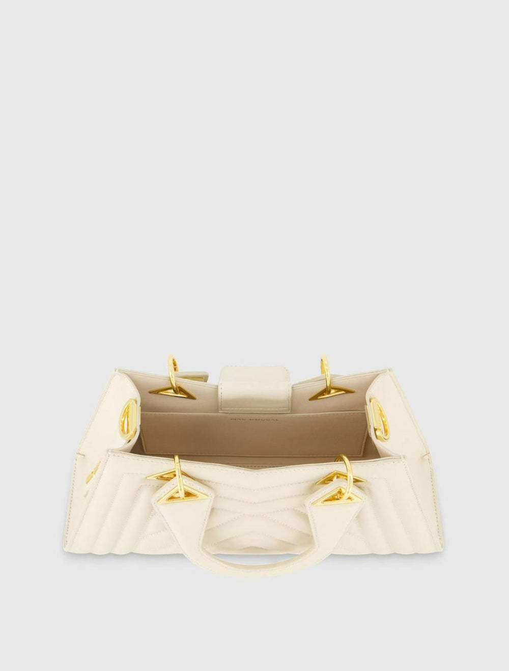 Top Handle Bags | Women Mac Duggal Quilted Napa Leather Angular Handbag Ecru