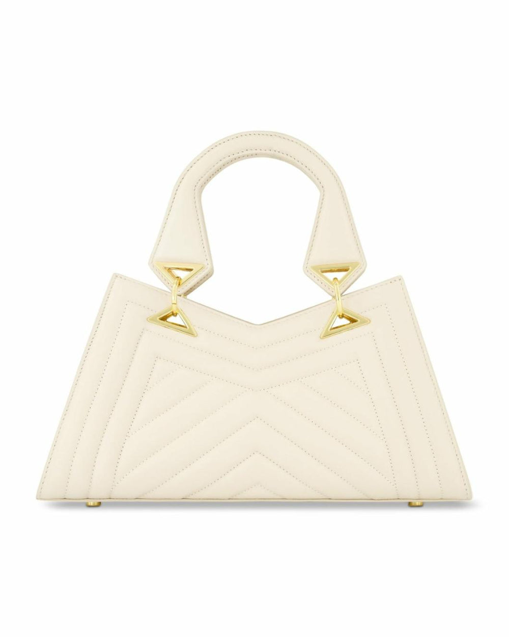 Top Handle Bags | Women Mac Duggal Quilted Napa Leather Angular Handbag Ecru