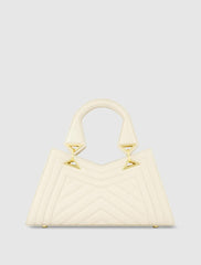 Top Handle Bags | Women Mac Duggal Quilted Napa Leather Angular Handbag Ecru