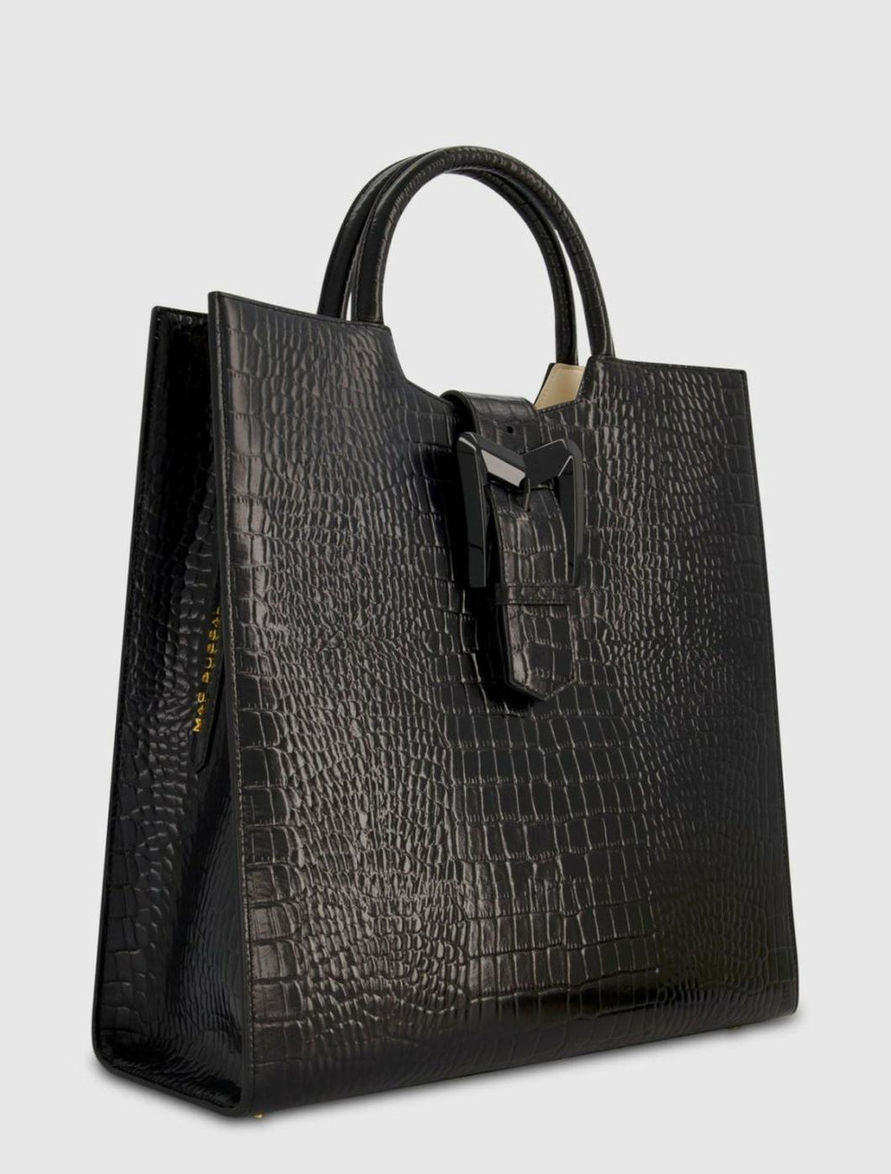 Totes | Women Mac Duggal Buckled Maxi Croco Black Leather Tote Bag Black